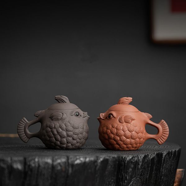 Zisha Pufferfish Teapot and Tea Set