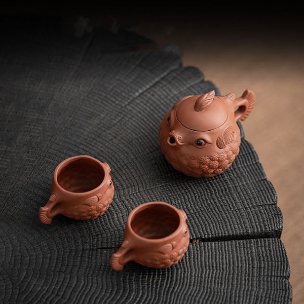 Zisha Pufferfish Teapot and Tea Set