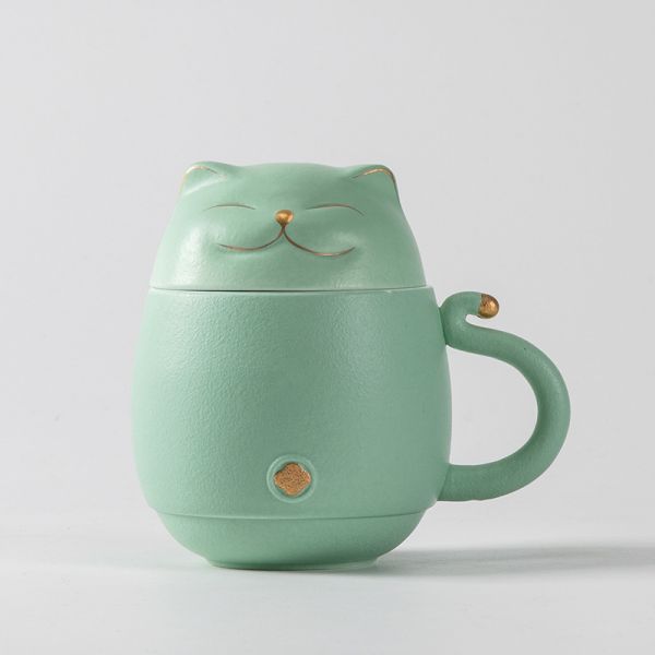 Lucky Cat Ceramic Tea Mugs,Travel Case Packaging