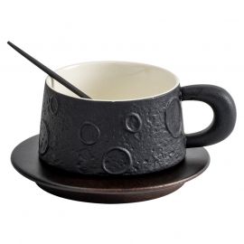 Ceramic Mug and Wood Saucer Set