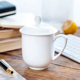 Chinese Ceramic Tea Mug , Office Coffee Mug with Lid