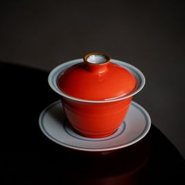 Gaiwan Coral Red Glaze
